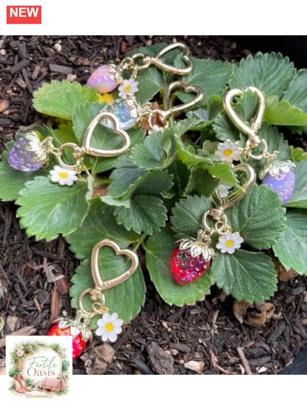 Cute Strawberry Keychain Heart Bag Charm Purse Accessories Decor